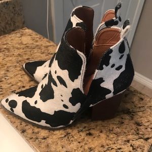 Cow print booties